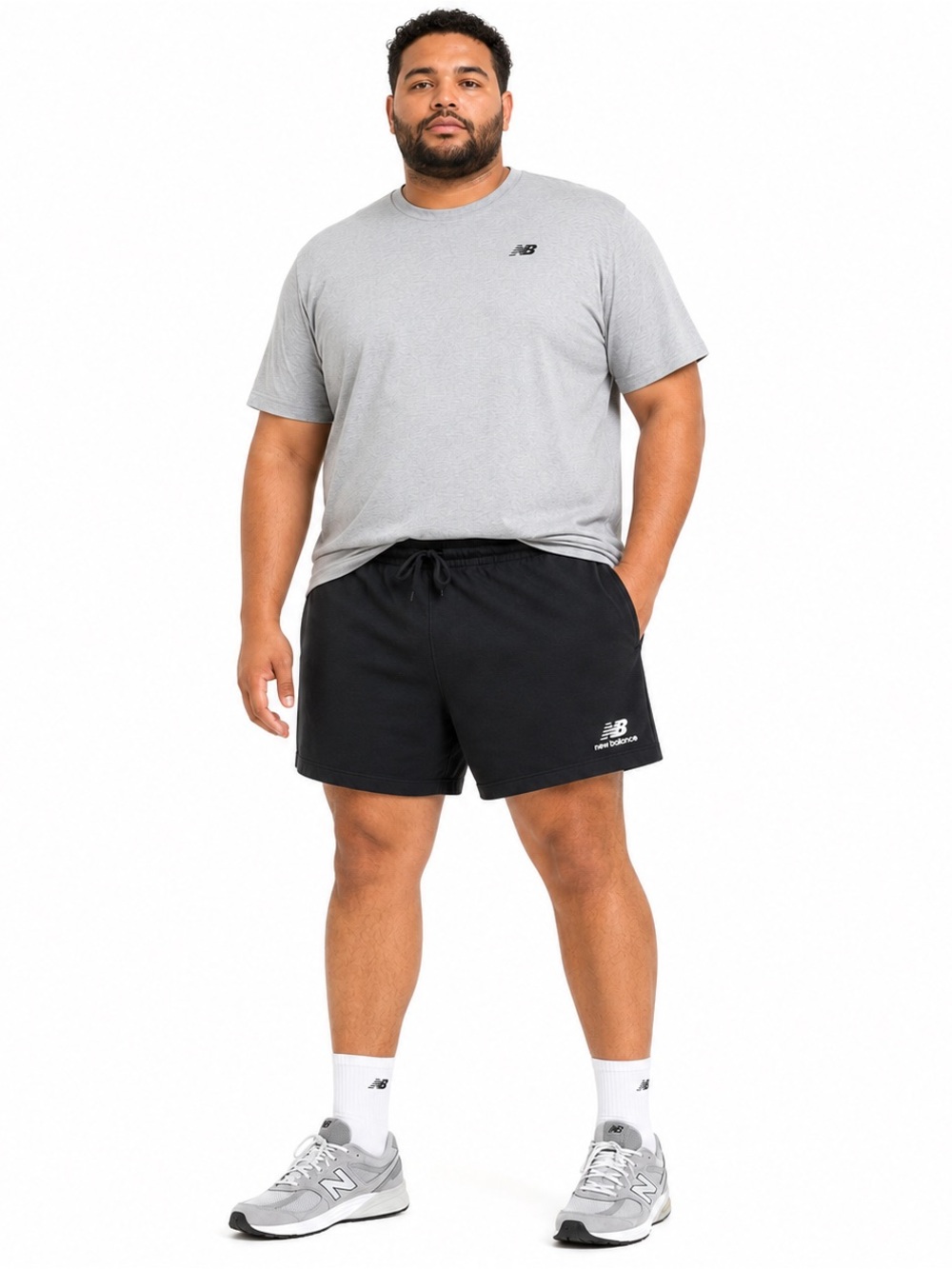 New Balance Men’s 5XL Black Fleece Sweat Shorts Pockets Athletic Lounge